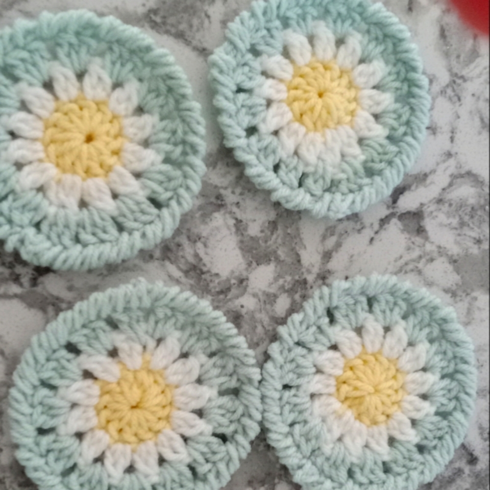 Spring blooms crochet coasters